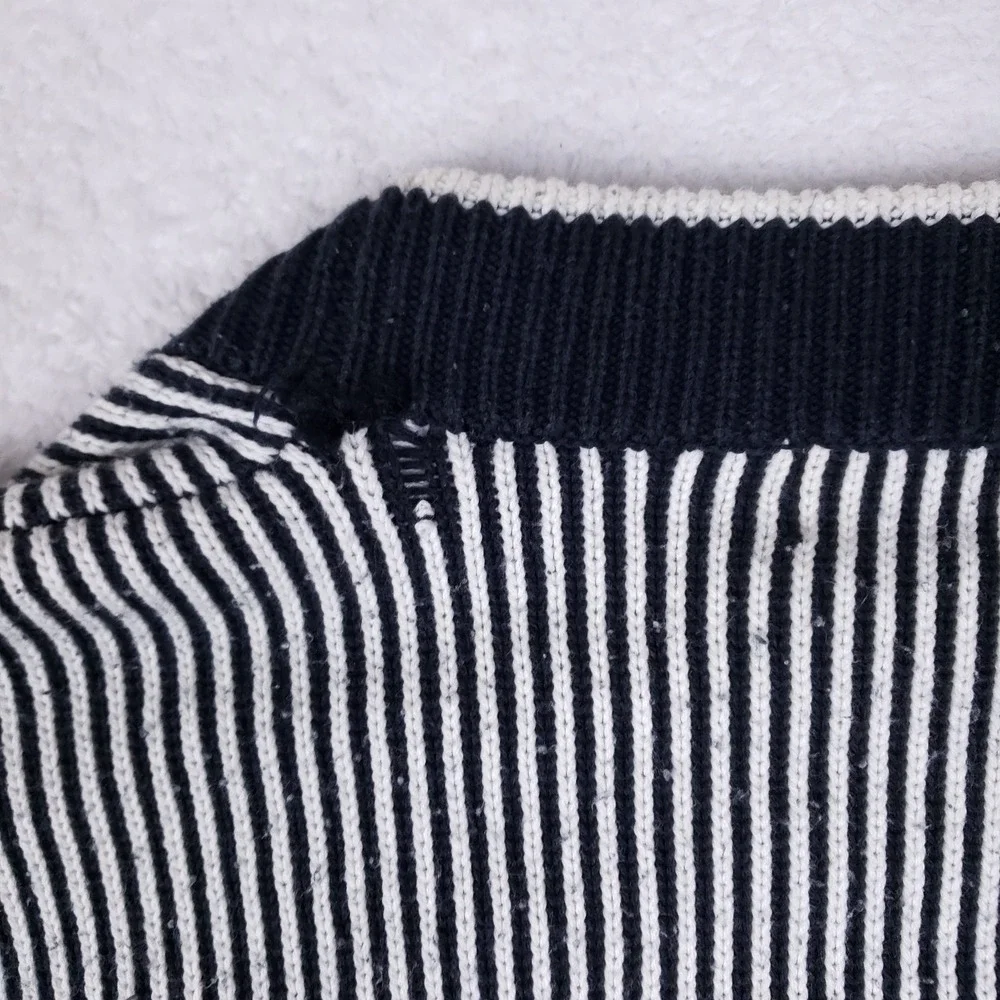 Vintage Jed Cardigan Sweater Striped Navy‎ White Knit Button Front Taiwan M